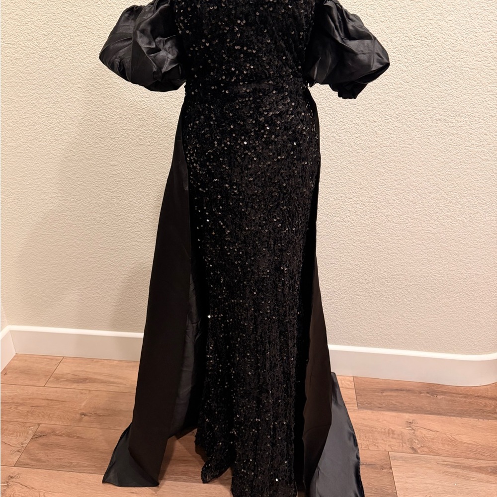 Strapless Black Sequin Gown